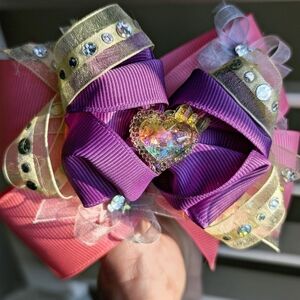 Elegant Purple and Pink Bow Hair Clip
